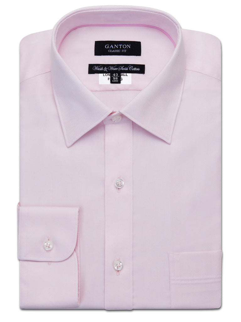 Twill Pink Shirt with pocket in Long and Tall Fit