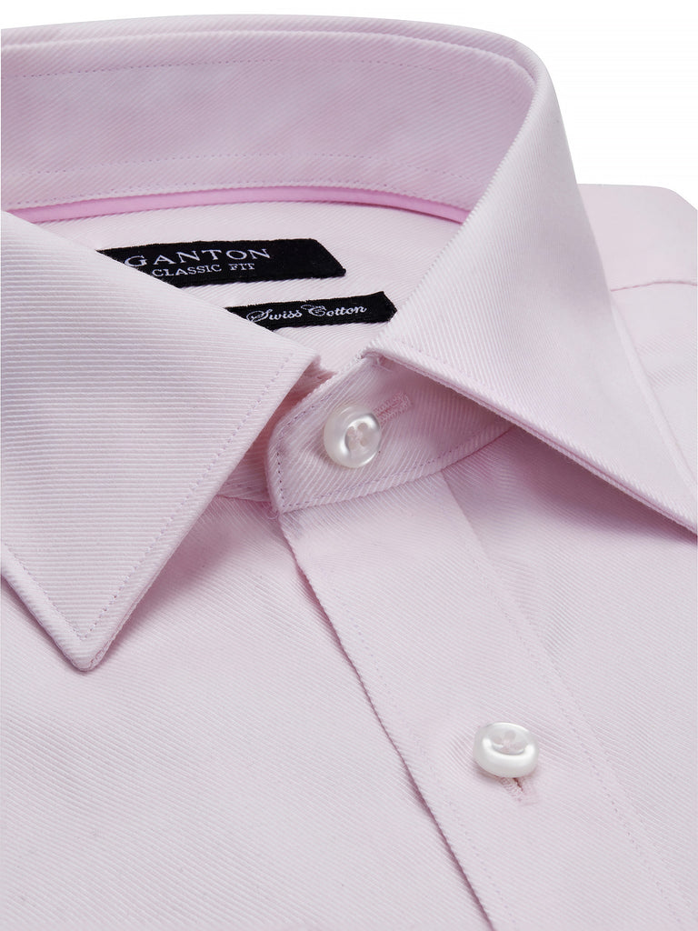 Twill Pink Shirt with spread collar in Long and Tall Fit