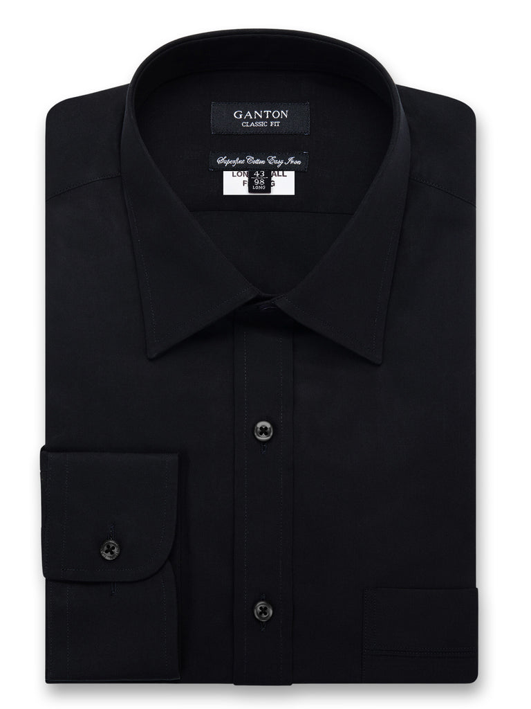 Made for Taller Men, A plain black poplin shirt