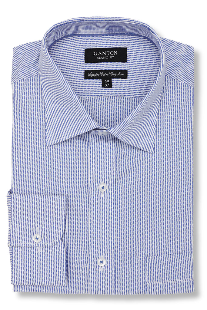 Ganton Stamford Shirt - Royal Blue Stripe Business Shirt