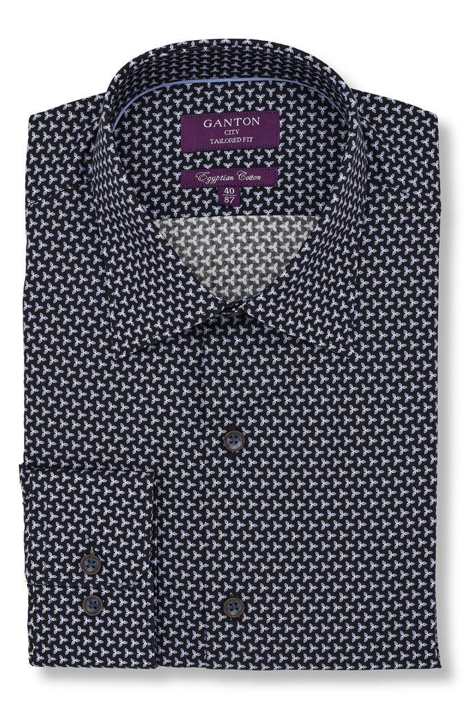 Navy City Tailored Fit Print by Ganton, Smart Casual