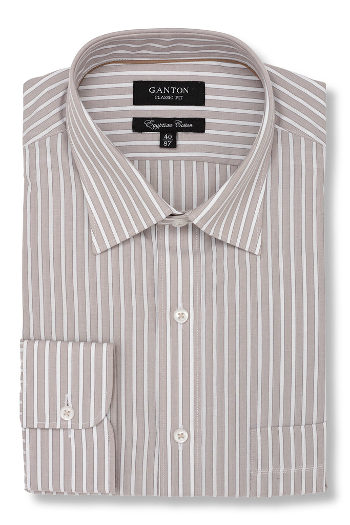 Ganton Stone Coloured Stripe Shirt