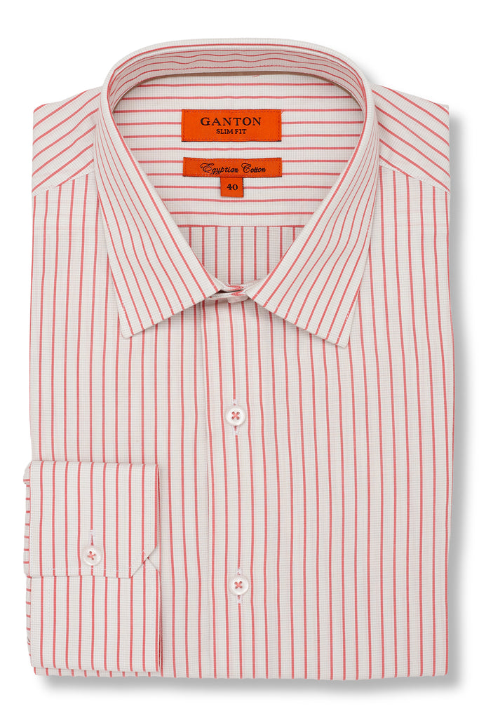 Red Stripe Slim Fit Egyptian Cotton Shirt