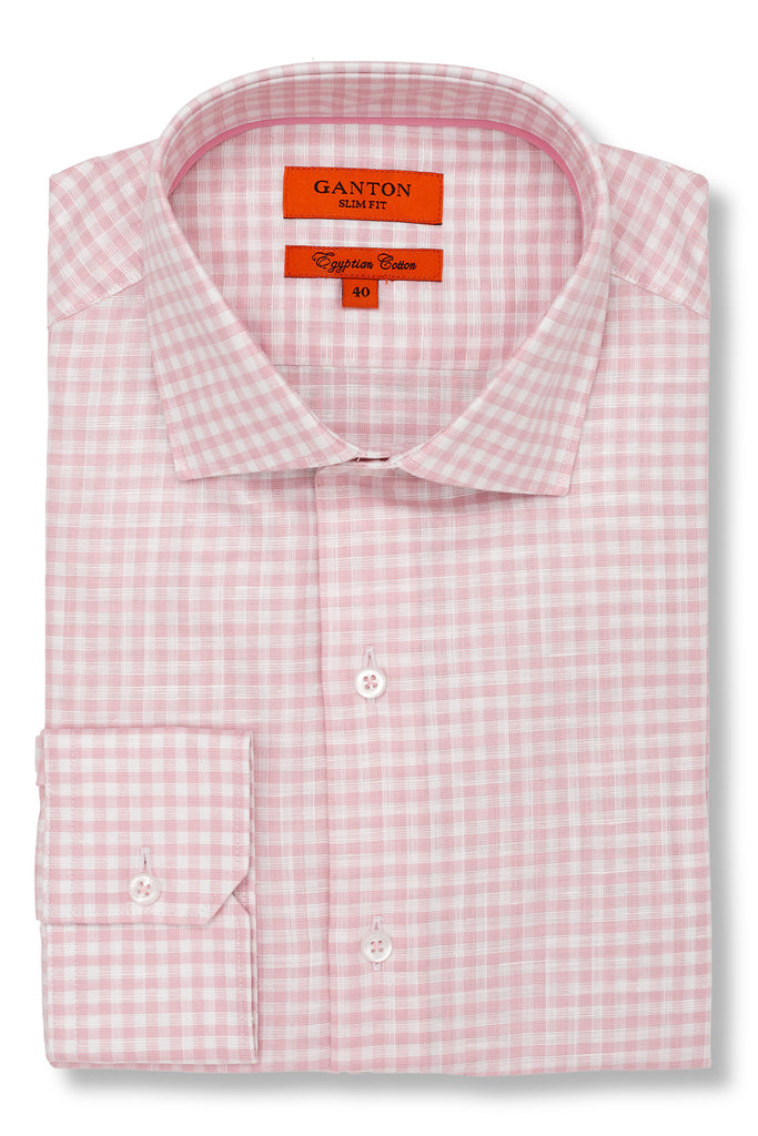 Smart Casual pink check shirt - Egyptian Cotton