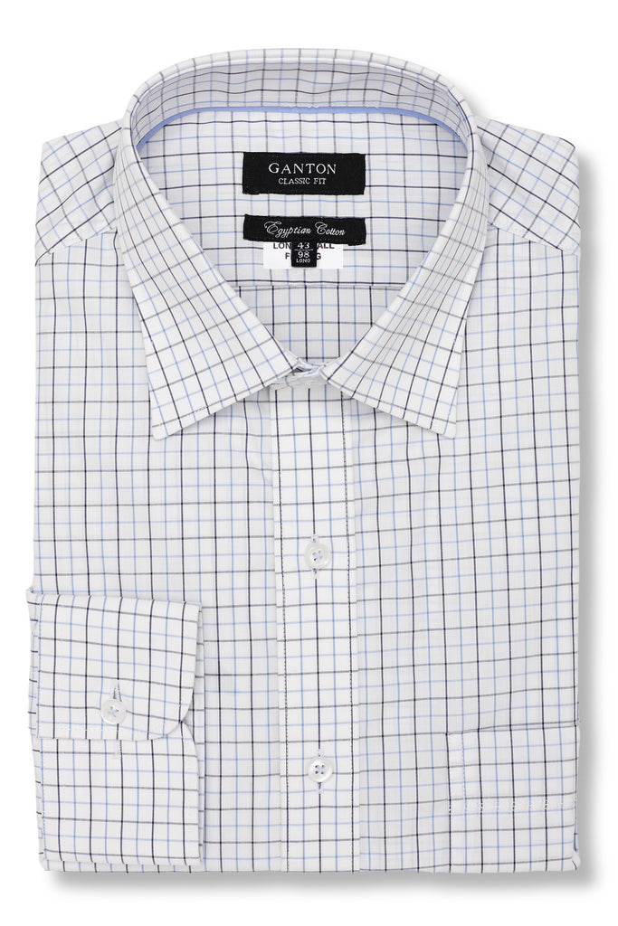 Shirts for Taller Men, Blue check shirt