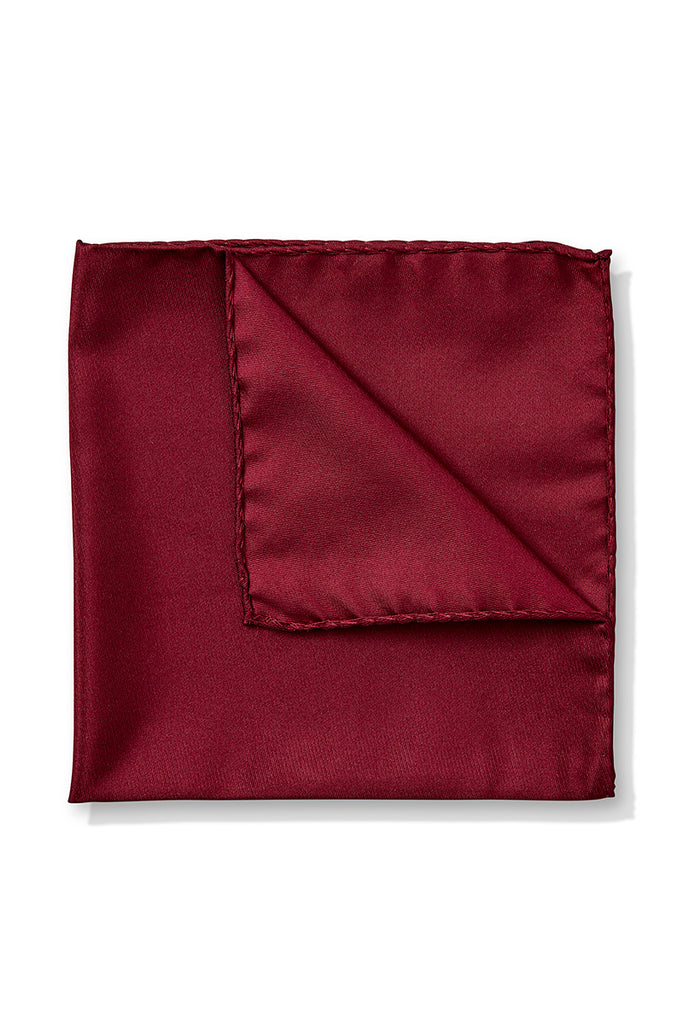 Ganton Red Silk Pocket Square, folded back detail