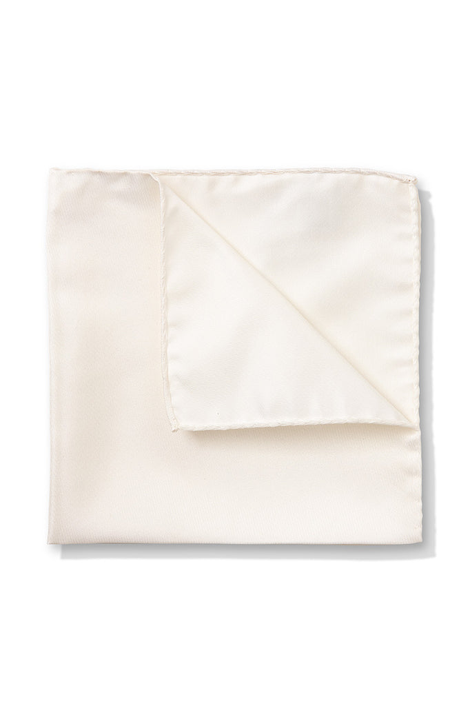 Ganton Ivory Silk Pocket Square, folded back detail